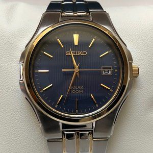 Vintage Restored Seiko Solar Men's Watch with Full Bracelet SNE224